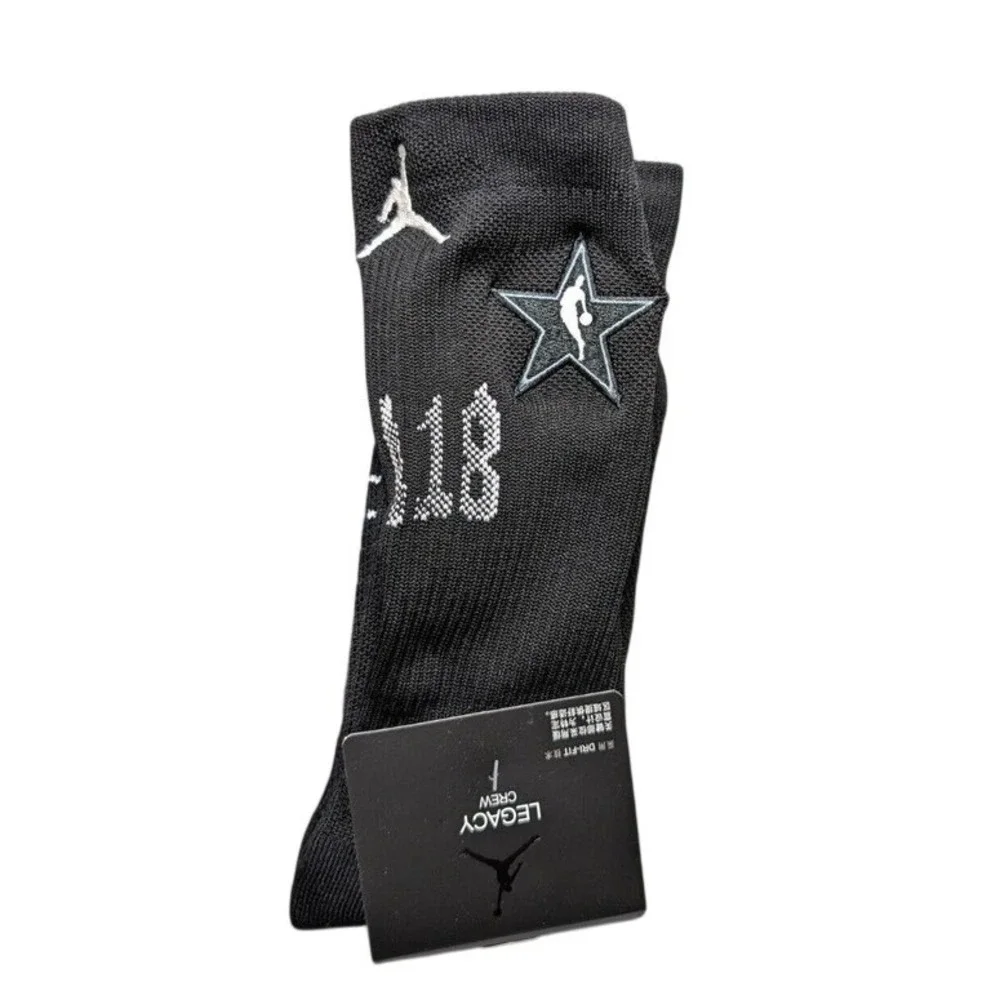 Air Jordan Crew Socks Legacy Dri-Fit Mens Large 9-11 Black NBA All-Star Logo NWT